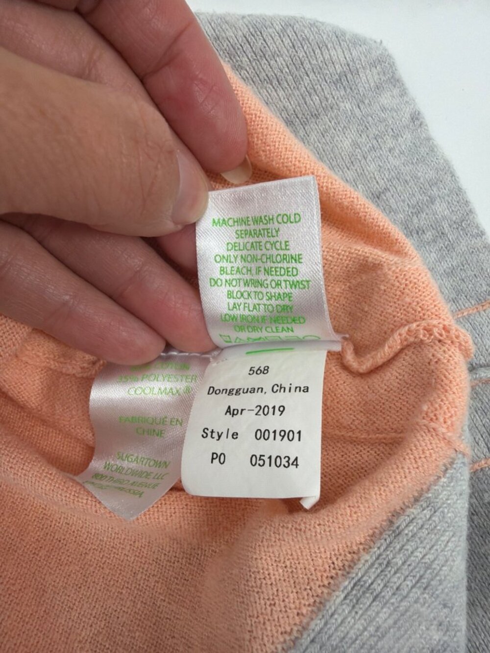 Lilly Pulitzer Dayna 3/4 Sleeve Sweater Peach Gray Coolmax Womens Medium Preppy - Picture 6 of 9